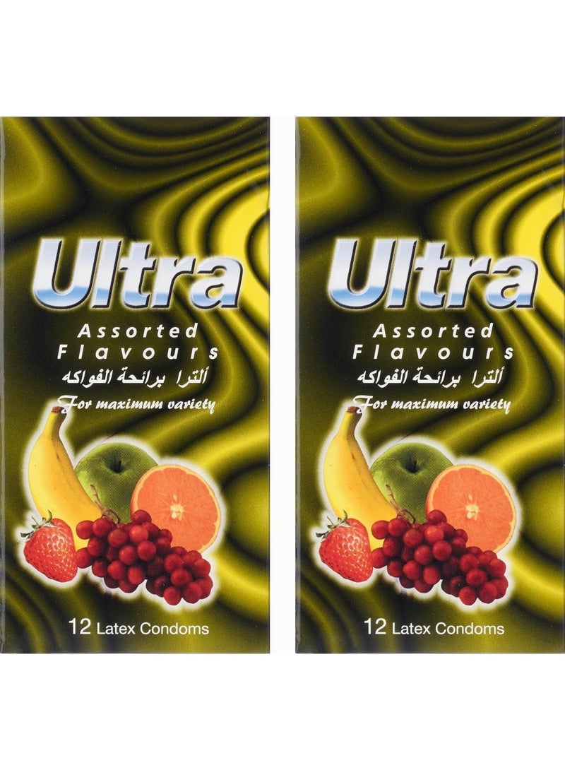 Ultra Pack Of 2 Ultra 12 Piece Mixed Flavours Lubricated Condoms - Image 1